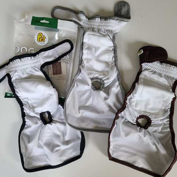 Dog Female Diapers 9 Reusable + 10 Disposable Waist 14" - 22" Skirts Washable - Picture 5 of 15